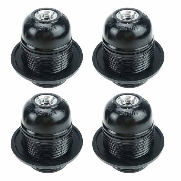 Black E27 Screw, E27 Lamp Holder, 4 Solid Bulb Sockets