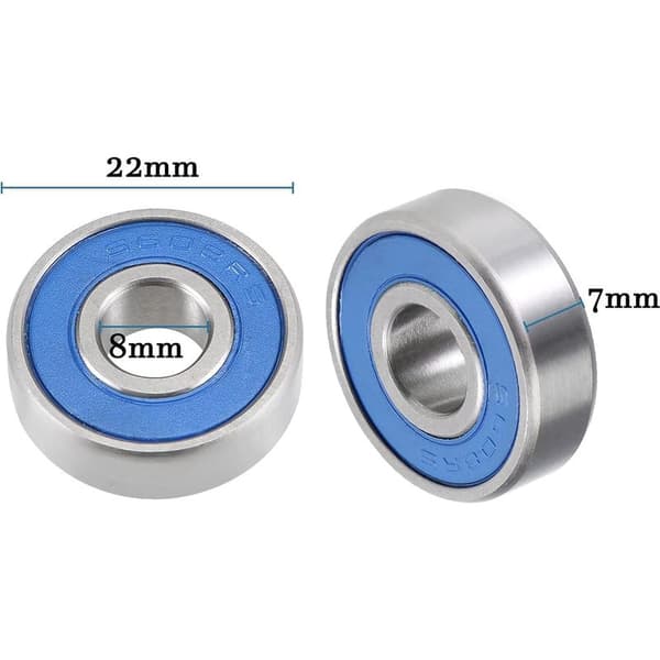 S608-2RS 8x22x7mm Kugleleje x 2ST 440C Rustfrit Stål til Maskiner og Værktøj, [Dobbeltforseglet]