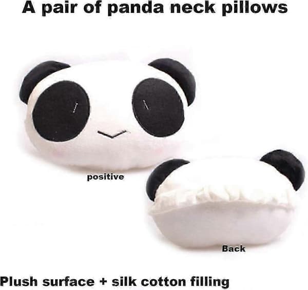 Cartoon Cute Panda Plush Car Seat Headrest Neck Pillow 1 Pair Different Faces