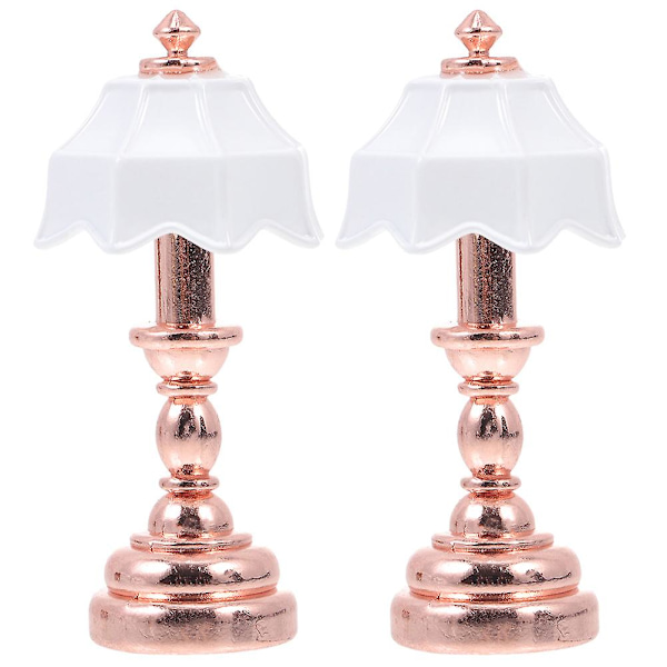 2 stk Miniatyr Soveromslys 1/12 Mini Lampe Mini Bordlampe For Miniatyrhus DIY Scene OrnamentRo Rosy Golden 4.3X2CM