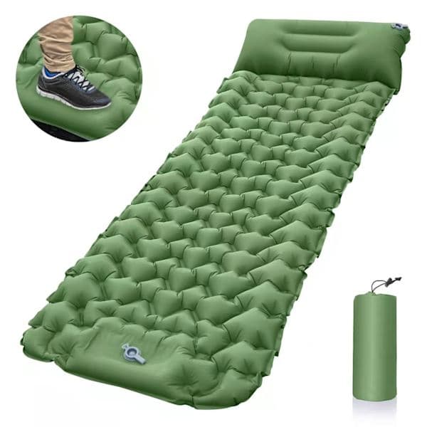 Self-inflating camping mattress: thick and light single air mattress, inflatable and connectable - Perfect gray single sleeping pad grey grey
