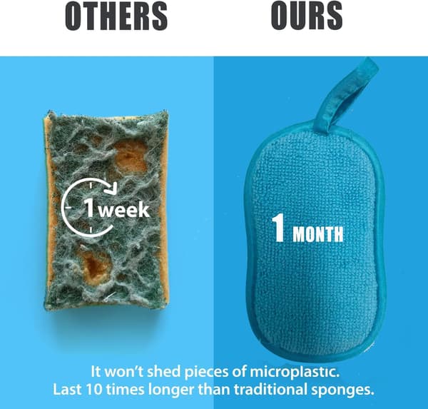 Double-sided cleaning sponges 5-pack scrubbing sponges for kitchen dish household cleaning
