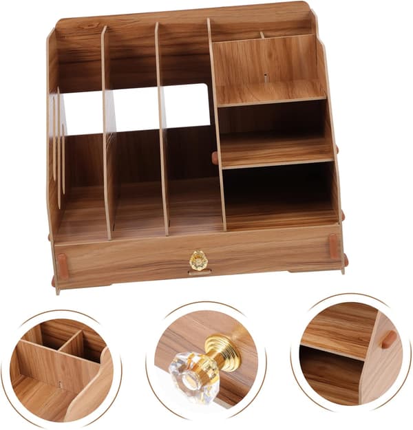 Durable Wooden Storage Box for Sundries Simple Desktop Organizer with Drawer