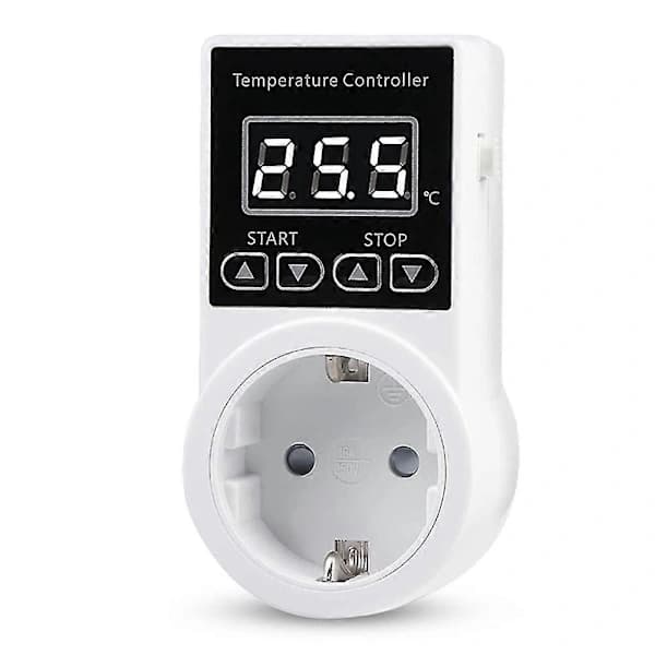 1 stk. termostatuttak med sensor, digital temperaturkontrollenhet, vanntett temperaturbryter EU-plugg