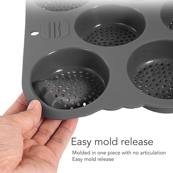 Fockety 8+4 Hull Hamburgerbrød Silikonform, Perforert Nonstick Hamburgerbrødform Rund Bakeplate med Holder Brødbaker for Baking