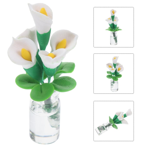 Dockhusväxter Miniatyr Glasflaska Bonsai Blommor Mini Krukväxtmodell Liten Prydnad Vit5 White 5X1.1CM