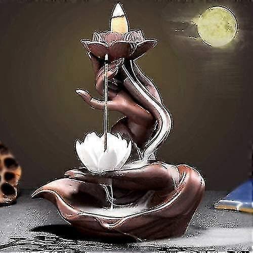 Ceramic Backflow Incense Burner, Cascade Backflow Incense Burner, Incense Holder Buddha / Lotus for Spa, Yoga, Meditation