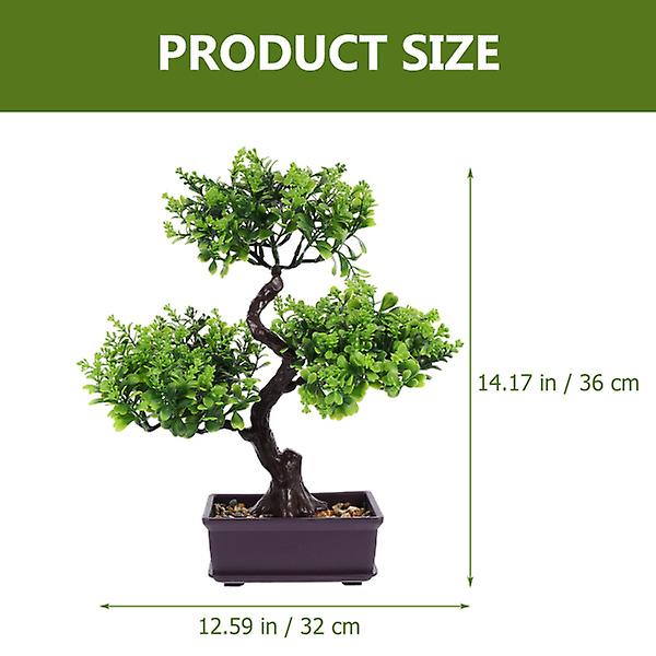 Kunstige Potteplanter Bordplade Faux Potteplanter Bonsai Ornament Til HjemGrøn36X32CM Green 36X32CM