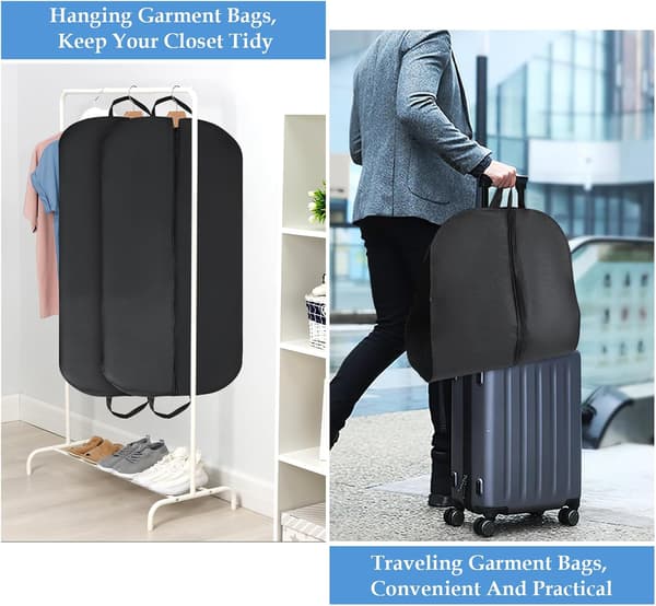 Garment Covers, 2 pcs 60 x 100 CM Suit Covers, Foldable Dust Cover Travel Cover, Protective Cover