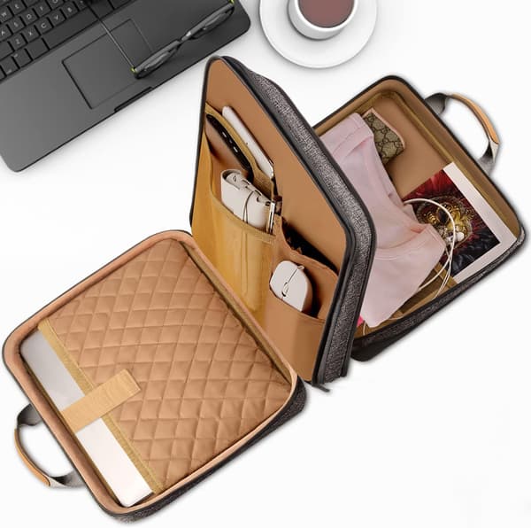 15,6-tommers utvidbart beskyttende og resirkulerbart etui/laptopveske med tilbehørslomme grå grey