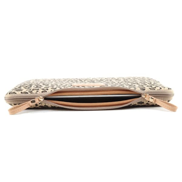 Trendy Leopard Print 15.6-inch Canvas Laptop Sleeve, Protective Bag