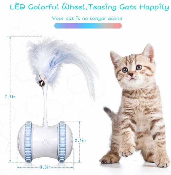 Automatic Cat Toy with Feathers - Smart Interactive Electronic Pet Toy - Auto/Manual Motorized Toy