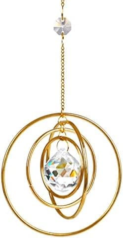 30 cm Solfanger Krystal Galaxy, Vindueshængende Regnbue Solfanger, Glaskugle Prisme Solfanger med 4 Messingringe