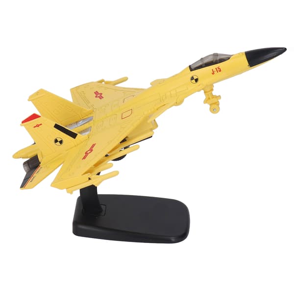 Fighter Jet Model Pull Back with Display Stand Sound Light Alloy Aircraft Model for Boys Kids Yellow