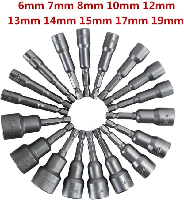 10 x Magnetic Sleeve for Screwdriver, Bit Adapter, Square Hex Chuck 6-19mm 1/4\" Nut Driver Drill