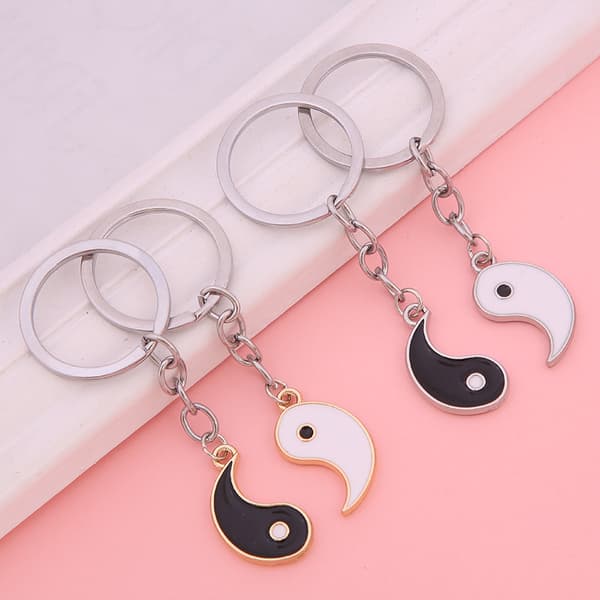 Yin Yang Bästa Vän Present Par Nyckelring Ying Yang Dekoration