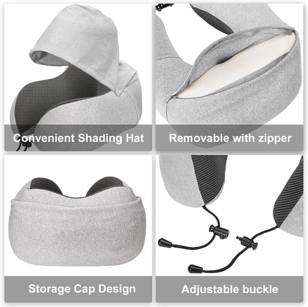 Amazon Brand - Rejsepude, Memory Foam Rejsepude, Hætte