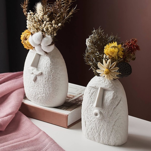 Boligdekoration Keramisk vase Blomsterarrangement Ansigtsdesign Living C