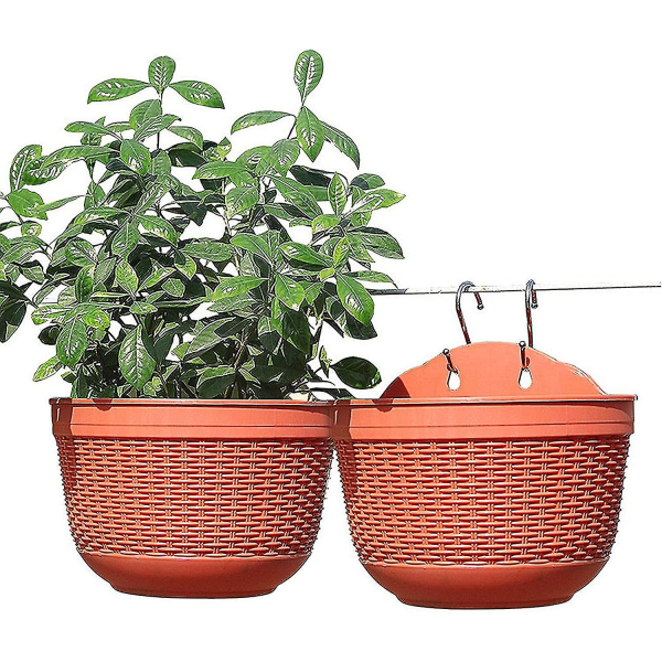 2-pack Vägghängande Planterkorg, Hängande Blomkruka Väggkruka Hängande Planter Vägghängande Planter Plastblomkruka Med Dränering För Inomhus Utomhus