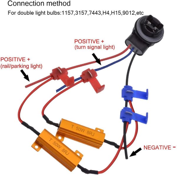 4 stk 50W 8 ohm LED-lastmotstand Hovedlys Lastmotstand Tåkelys Dekoder LED Blinklys Motstand (Fikser Hyperblink, Advarselsavbryter)