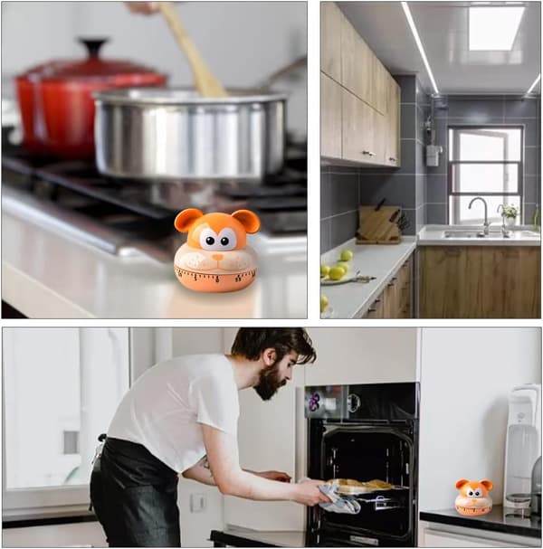 Kitchen Timer Cute Animal Mechanical Timer for Kids Cartoon Manual 55 Minute Cooking Timer for Baking, Cooking and Learning