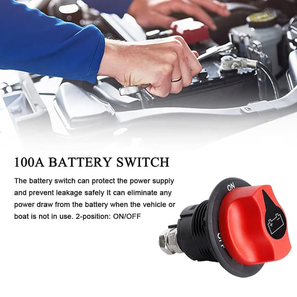 Batteriafbryder 12-48 V Batterihovedafbryder Maks. 32V DC 100A Kont 150A INT ON-Off Afbryder til Bil