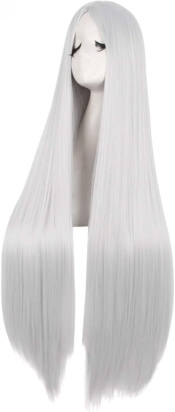40\"/100cm Luonnollinen Pehmeä Suora Pitkä Cosplay Peruukki (hopeanharmaa)