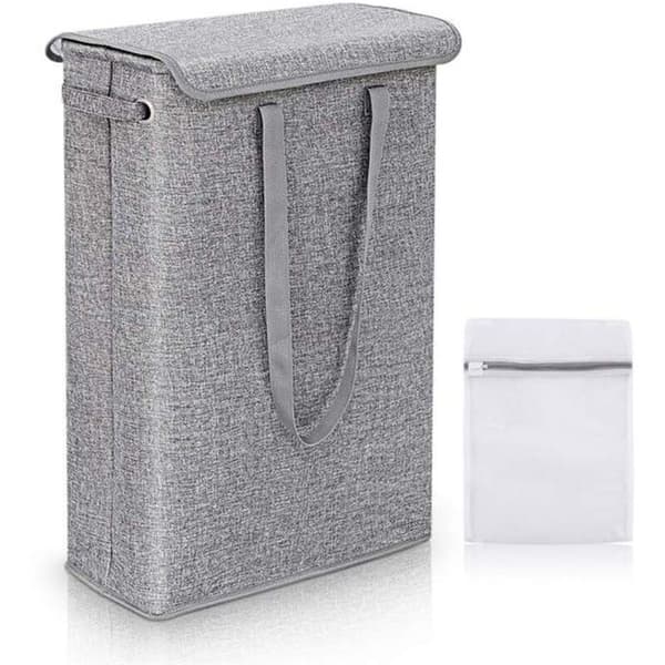 Foldable Laundry Basket Foldable Hamper Bin with Lid Laundry Storage Baskets Grey Laundry Hamper