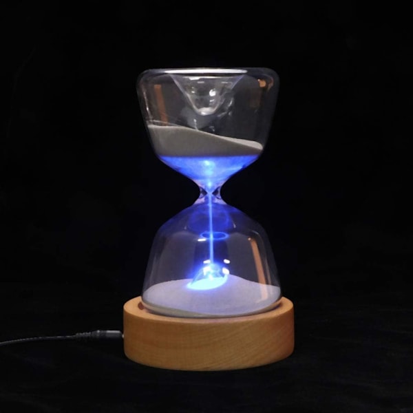 Sandtimer med LED-nattlampa 15 minuter 7 färger Sandtimer Nyhet 2 i 1 Sandtimer Sömn hjälp USB-lampa för