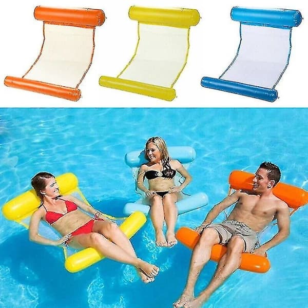 Inflatable Floating Water Hammock Pool Lounge Bed Swimming Chair Water Bed Sofa Pink