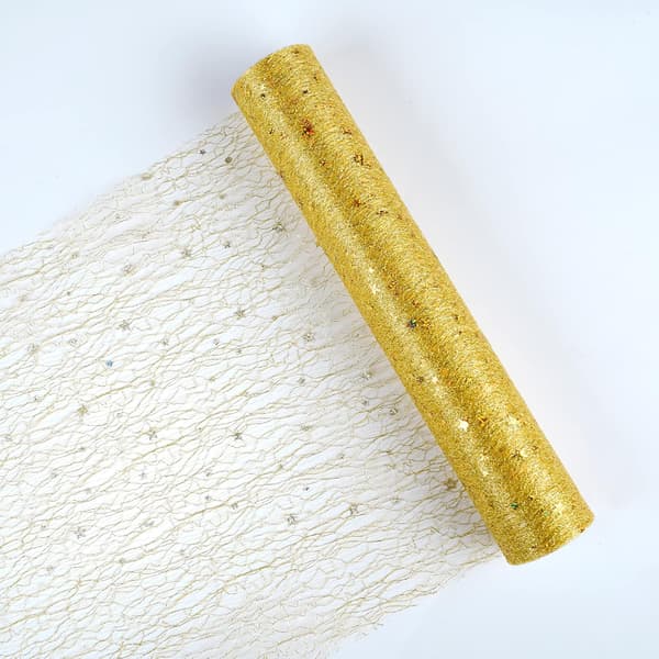 Gold Table Runner Roll 15cm x 10m with Sequin Table Decoration Ch