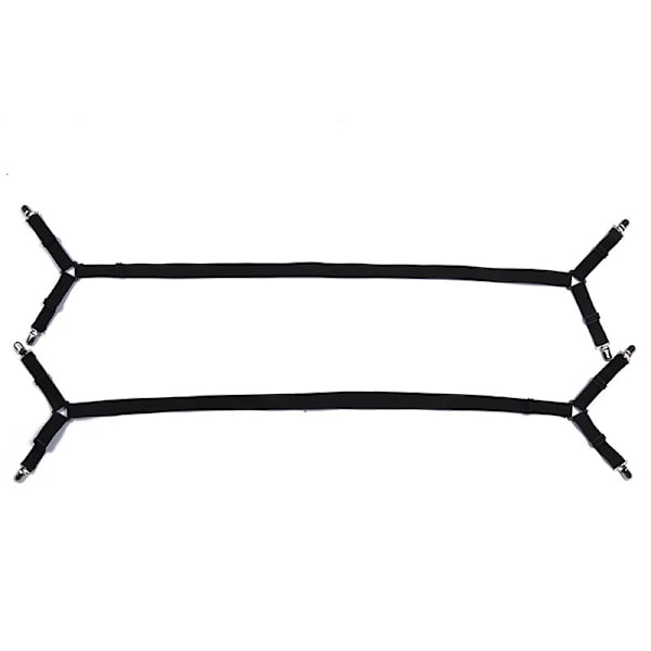 Sänglakanhållare Remmar - Justerbara Korsade Klämmor Elastiskt Band Anpassat Sänglakan Fäst Suspenders Grippers, 2 st/set Svart
