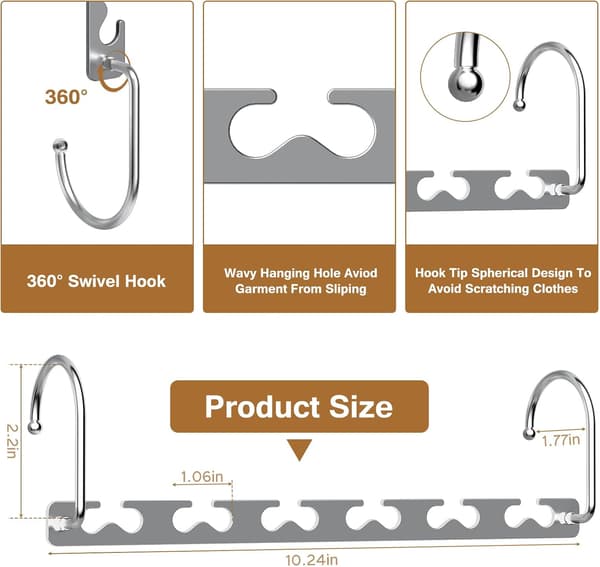 Sturdy Metal Hangers, Wardrobe Storage, Space-Saving Hanger, 6-Pack Cascade Hangers