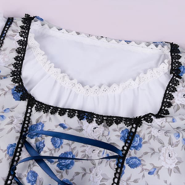 Oktoberfest Kostym Maskerad Kläder Cosplay Maid Kläder V-ringad Klänning Blå blå