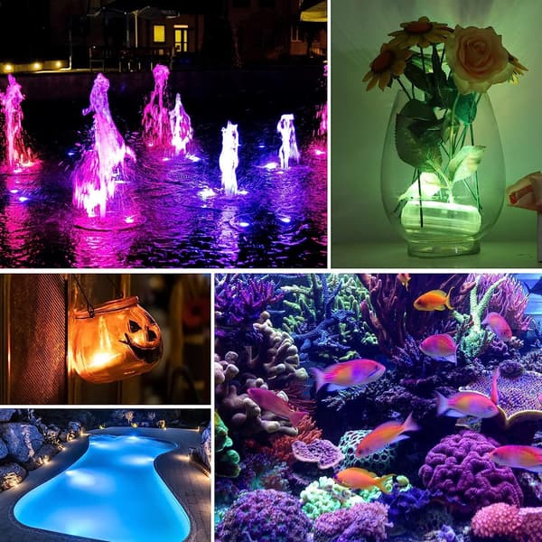 LED-dam, swimmingpool med timer, termometer, belysning, 12 farver, lysdekoration til badekar, akvarium, have, vase