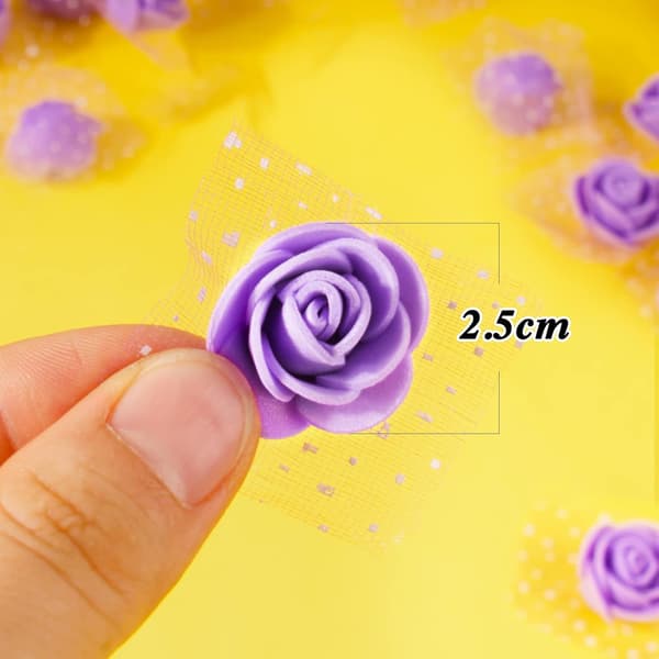(Lilla - 2,5 cm) 200 kunstige roseknopper i PE-skum