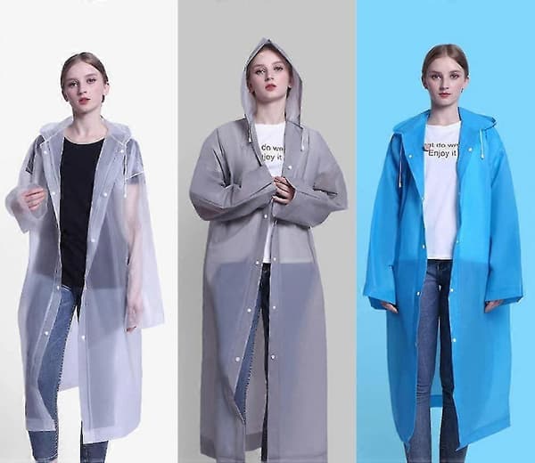 3-pack återanvändbar regnponcho, bärbar vattentät Eva-material resistent unisex
