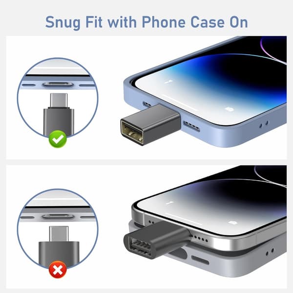 USB-C till USB-adapter 3-pack, aluminiumlegering, kompatibel med MacBook Pro/Air, iPhone 17/16/16e/15 Max, Galaxy S25 Grå Grey