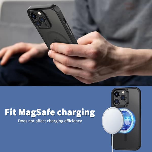 Magnetic Case for iPhone 13 Pro 6.1 inch - MagSafe Compatible, Slim Anti-Fingerprint TPU Shell, Shock Protection (Black)