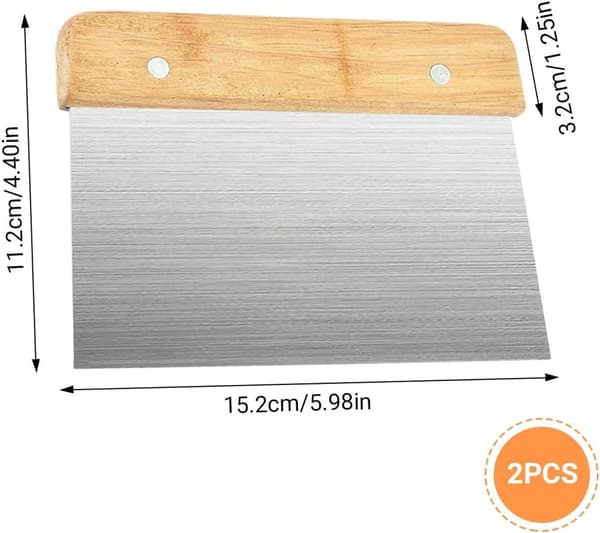 2 deigskrapere - rustfritt stål, pizza- og bakverksskrapere, bakspatel - til kjøkkenet - 15*11 cm