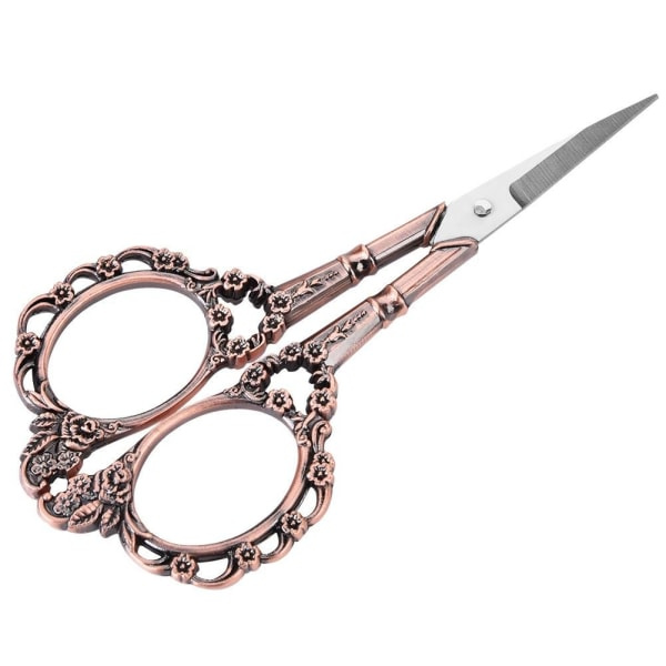 Rostfria saxar, vintage blommig broderi klassiska broderisaxar, handgjorda saxar (rödbrons) Rödbrons