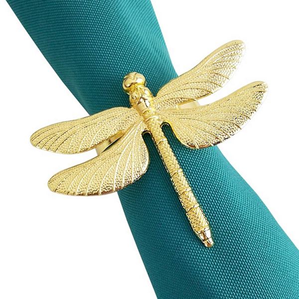 16 stk. Dragonfly Serviettringer Gull DIY Hotell Bryllup Bankett Bordvisning Metall Serviettspenne Krist
