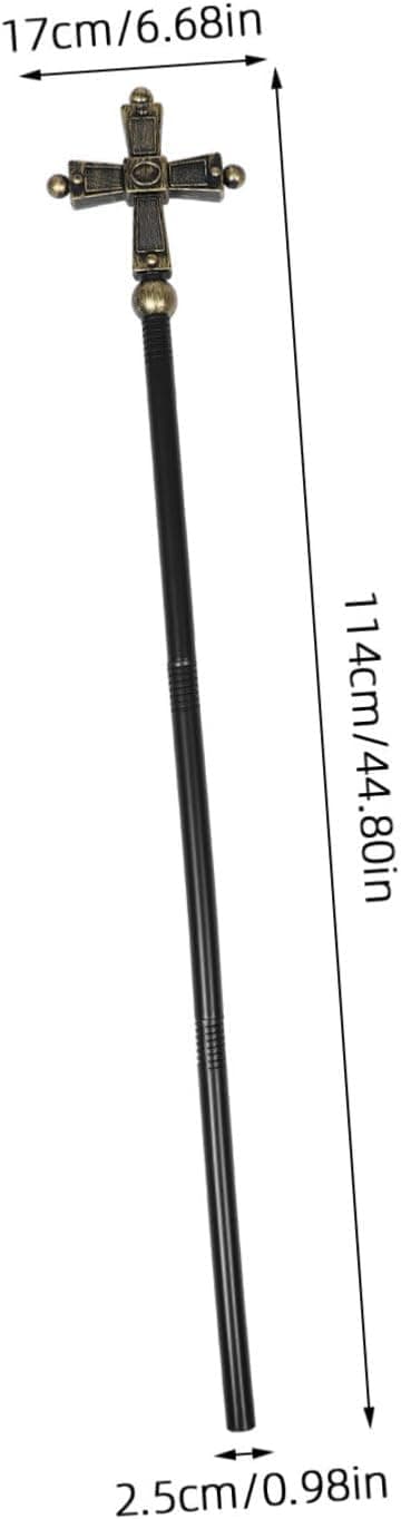 Cross Scepter Prop for Halloween Wizard Cosplay Religious Costume Accessory
