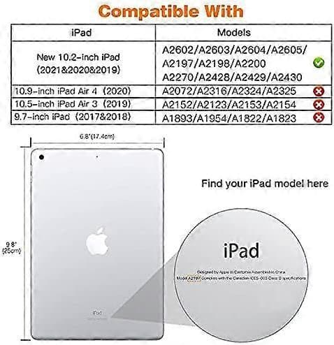 Wekity iPad 10.2 Case for iPad 9th Gen 2021 Soft Matte Back Slim Cover with Stand, Auto Wake/Sleep Function, QWER130