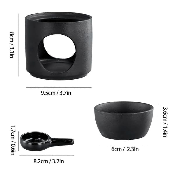 Ceramic Oil Aromatherapy Burner, Matte Wax Burner, Aromatherapy Holder, Tealight Holder Diffuser for Home and Office Decoration, Black