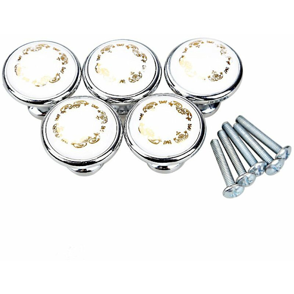 5X Ceramic Wardrobe Drawer Cabinet Pull Handle Knob (Silver)