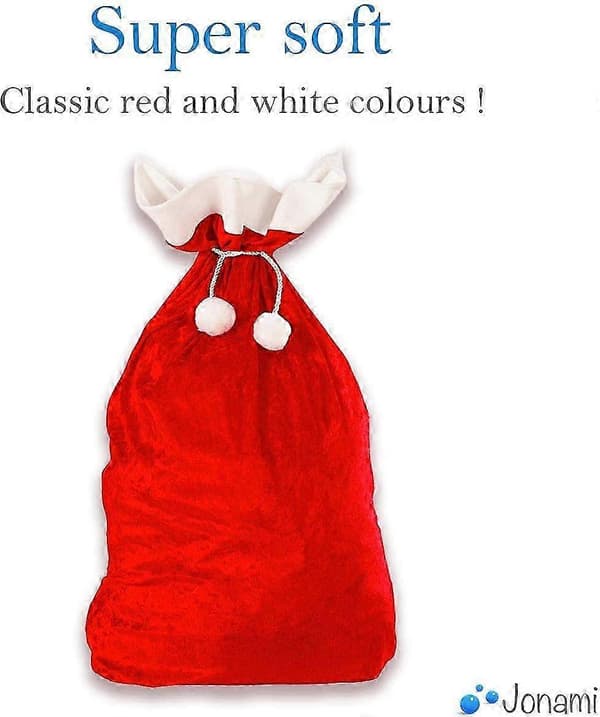 Julklappssäck, XXL Tomtesäck, Tomtesäck, Presentpåse, Tomtesäck för presenter, Röd och vit (70 x 110 cm) Säck Sack