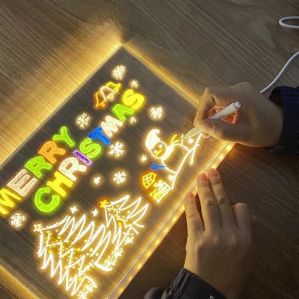 LED opslagstavle, lysende akryl opslagstavle med lys, oplyst hvid tavle