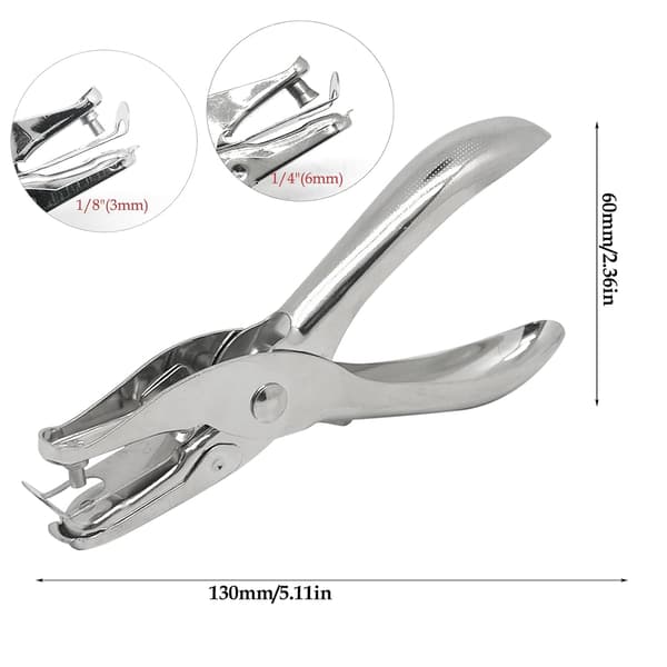 1/4\" (6mm) and 1/8\" (3mm) Small Single Hole Punch with 8 Sheet Capacity, Portable Handheld Hole Punch & Ticket Punch (2-pack)