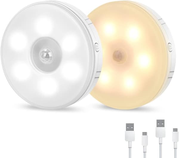 Innendørs bevegelsessensorlys, LED-nattlys, USB-oppladbart Wi